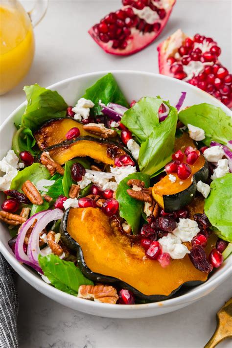 Roasted Acorn Squash Fall Salad with Pomegranate and Goat Cheese