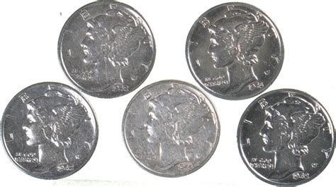 1942 1943 1942 1944 1942 Mercury Silver Dimes Collection | Property Room