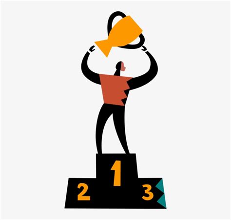 Vector Illustration Of Champion Holds Trophy, Award - Award Transparent PNG - 362x700 - Free ...