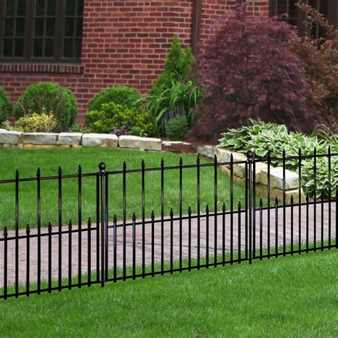 Hampton Bay Empire 2.5 ft. x 3 ft. Black Steel 3-Rail Fence Panel-860190 - The Home Depot ...