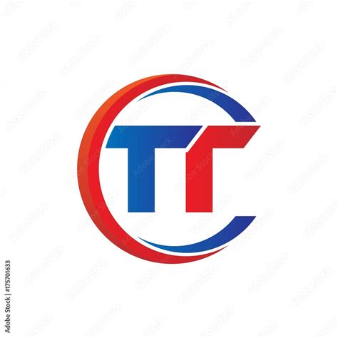 tt logo vector modern initial swoosh circle blue and red Stock Vector | Adobe Stock