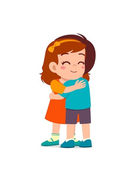 Premium Vector | Little kid hug best friend and feel happy