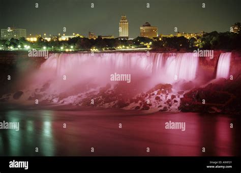 night shot of the Niagara Falls, Canada, Niagara Falls Stock Photo - Alamy