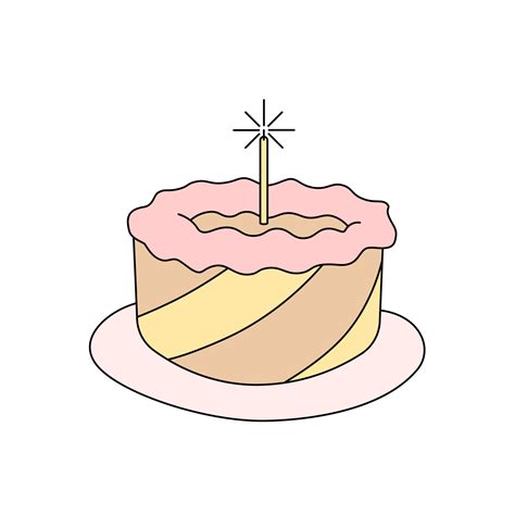 Cute cartoon cake. Colorful vector illustration isolated on white background. Cake symbol for ...