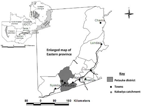 Map of Zambia indicating the study area (Kakwiya) in Petauke district... | Download Scientific ...