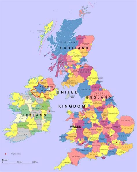 UK Map Showing Counties | England map, Map of great britain, Ireland map