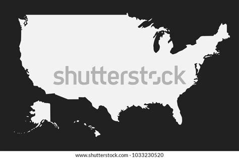 Vector Usa Map Shape White Silhouette Stock Vector (Royalty Free) 1033230520