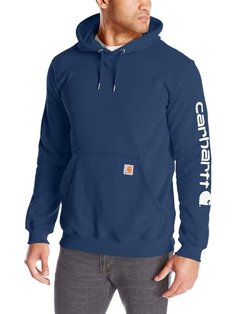 Carhartt - Carhartt Men's Midweight Signature Sleeve Logo Hooded Sweatshirt - Walmart.com ...