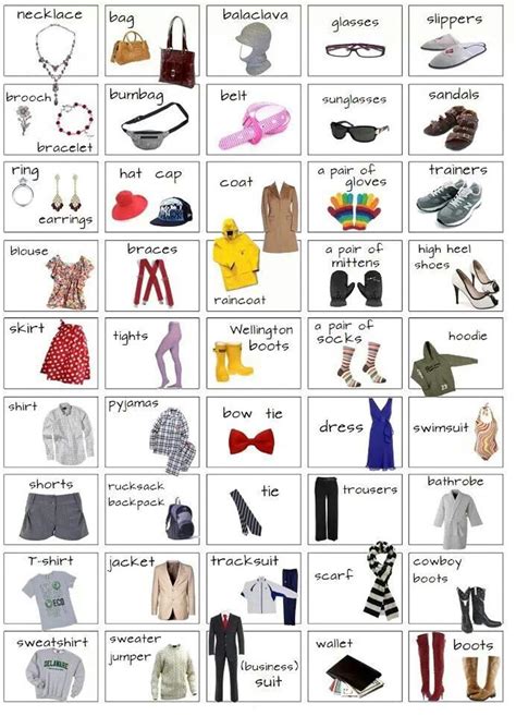 Clothes and Accessories Vocabulary in English - ESLBUZZ