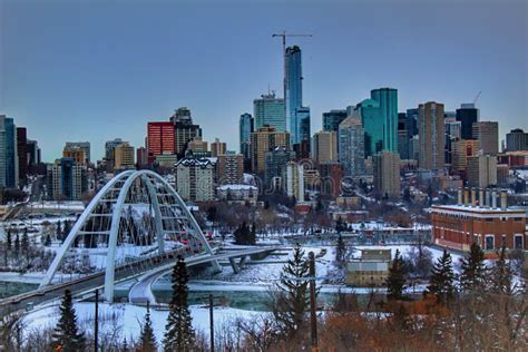 Panoramic Edmonton River Valley Skyline Stock Photo - Image of bench ...