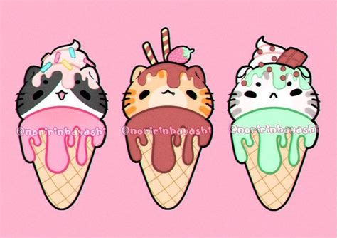 Adorable kitty cat doodles! Simple kitty ice cream cone drawings that would be so fun to have as ...