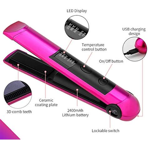 Portable Cordless Hair Straightener For Travel Mini USB Rechargeable ...