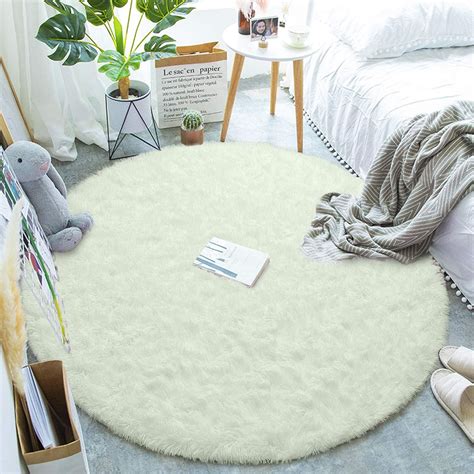 LOCHAS Luxury Round Fluffy Area Rugs for Bedroom Kids Nursery Rug Super ...