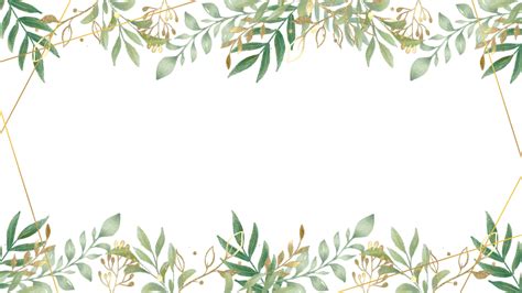 Wedding Gold Foil Willow Leaf Border Horizontal View Green Leaves, Gold Leaf, Willow Leaves ...