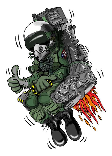 Military Fighter Jet Pilot Ejection Seat Cartoon Illustration Digital Art by Jeff Hobrath - Pixels