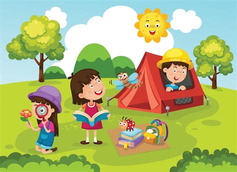 Ilustración de vector de campamento de verano para niños 2494706 Vector ...