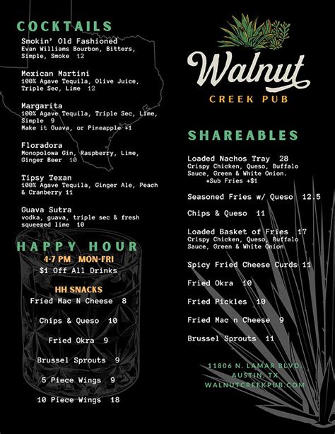 Menu | Walnut Creek Pub