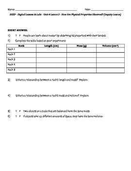 Science Fusion - worksheets for unit 4 digital lesson grade 4 by Lara Haley