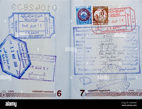 Identity visa stamps identification Norwegian passport Stock Photo - Alamy