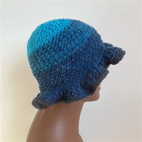 Handmade Three Toned Blue Crochet Bucket Hat. Hat... - Depop