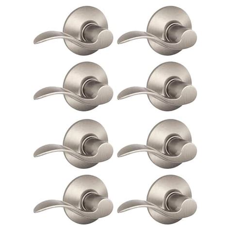 Schlage Accent Satin Nickel Passage Hall/Closet Door Handle (8-Pack ...