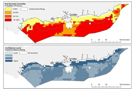 Red gurnard, M2-predicted nursery habitat distribution and associated ...