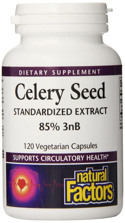 Celery Seed Extract by Natural Factors, Herbal Supplement for a Healthy Circulatory System, 120 ...