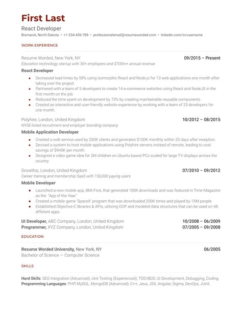 React Resume Template