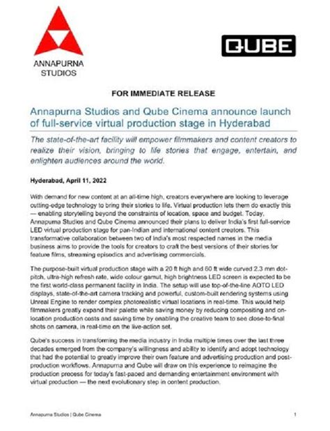 'Annapurna Studios' Collaborates With 'Qube Cinema' For Virtual Production Stage!