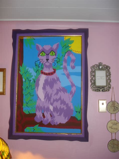 Painting, Purple Cat in a Tree. Purple Cat, Feline, Lillies, Tree, Cats, Painting, Home Decor ...