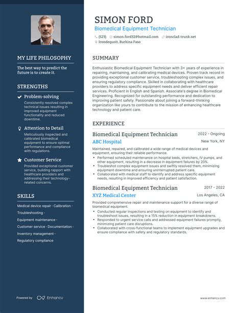 3 Successful Biomedical Equipment Technician Resume Examples And Writing Tips for 2024