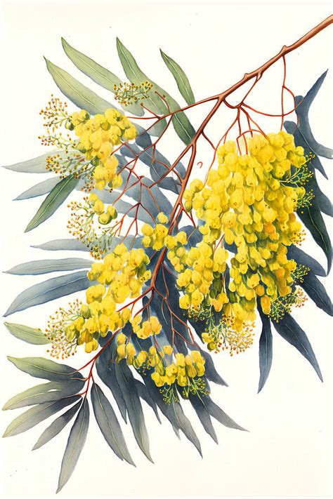 Wattle Australian Native Tree Flower Watercolour Painting 4 Painting by ...