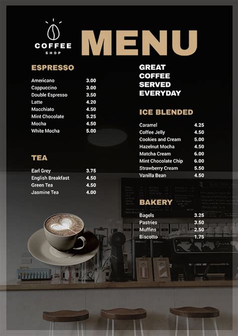 Coffee Shop Menu Template Free - Printable Templates