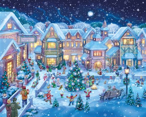 Holiday Village Square, 1000 Pieces, Vermont Christmas Company | Puzzle ...