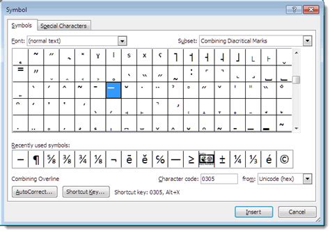 Creating Overbars