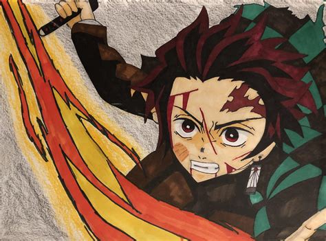 tanjiro drawing i did today : KimetsuNoYaiba