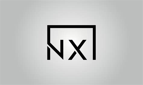 Letter NX logo design. NX logo with square shape in black colors vector ...