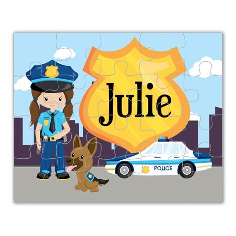 Kids Police Puzzle Big City Police Car, K9 Police Girl, Bandge Police ...