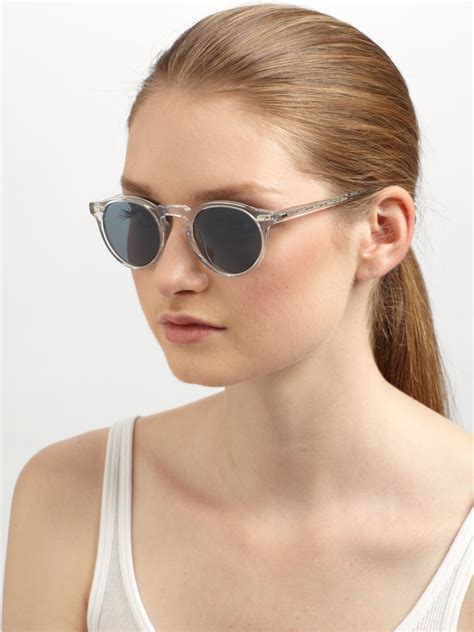 Lyst - Oliver Peoples Gregory Peck Oval Plastic Sunglasses in Gray