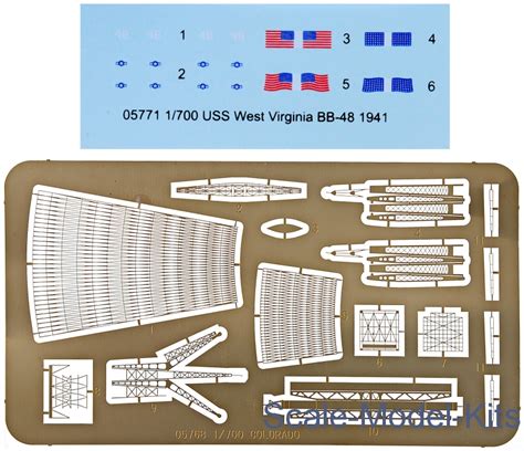 Trumpeter - USS West Virginia BB-48 1941 - plastic scale model kit in 1:700 scale (TR05771 ...