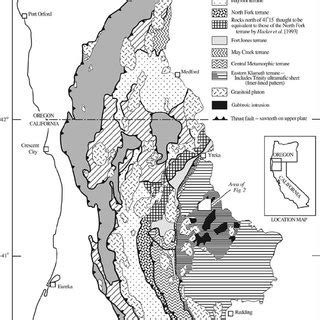 Map showing principal elements of the Klamath Mountains province and... | Download Scientific ...