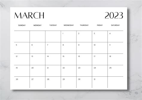 2023 Printable Monthly Calendar Landscape Printable Monthly Etsy Israel | Images and Photos finder