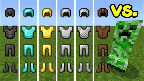 All Armor in Minecraft vs Creeper (Netherite, Diamond, Gold, Iron ...