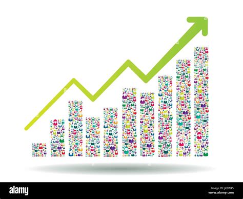 Growth chart and progress leading to success. Growth graph with people ...