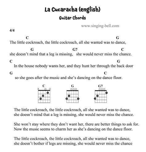 La Cucaracha | Song, Karaoke, Printable Score, PDF