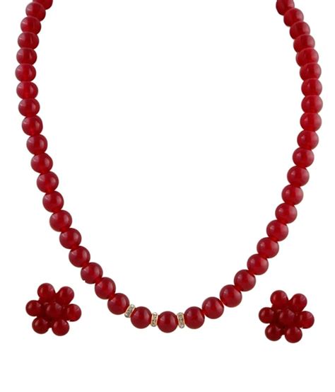 Sandy J Red Pearl Necklace Set - Buy Sandy J Red Pearl Necklace Set Online at Best Prices in ...