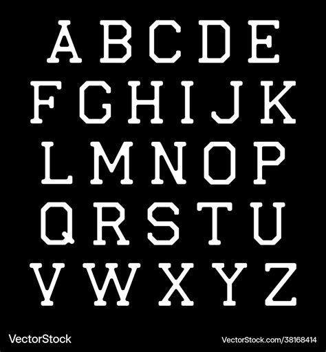 White alphabet letters on black background Vector Image