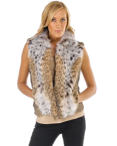 The Brynn Lynx Fur Vest with Collar for Women: FurHatWorld.com