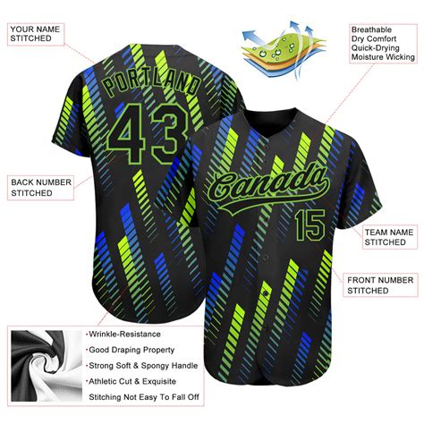 Custom Black Black Neon Green-Royal 3D Pattern Design Authentic Baseball Jersey Free Shipping ...