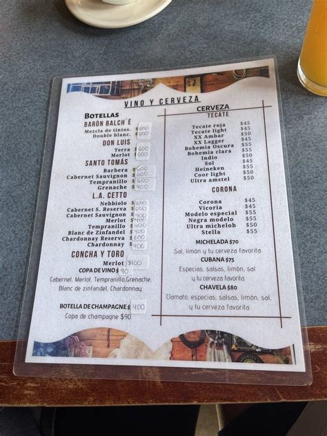 Menu at El Encino steakhouse, Rosarito, Blvd. Popotla 3347